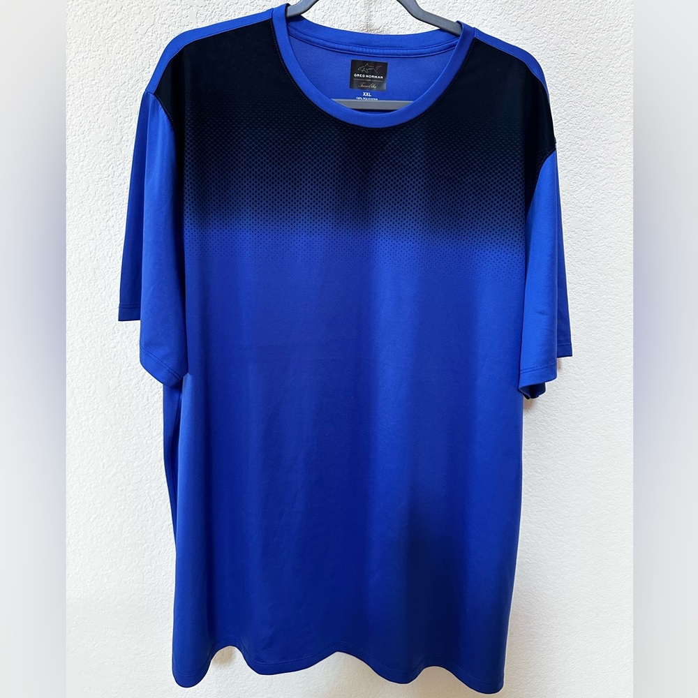 Greg Norman Tasso Elba Blue Short Sleeve Performance Tee XXL